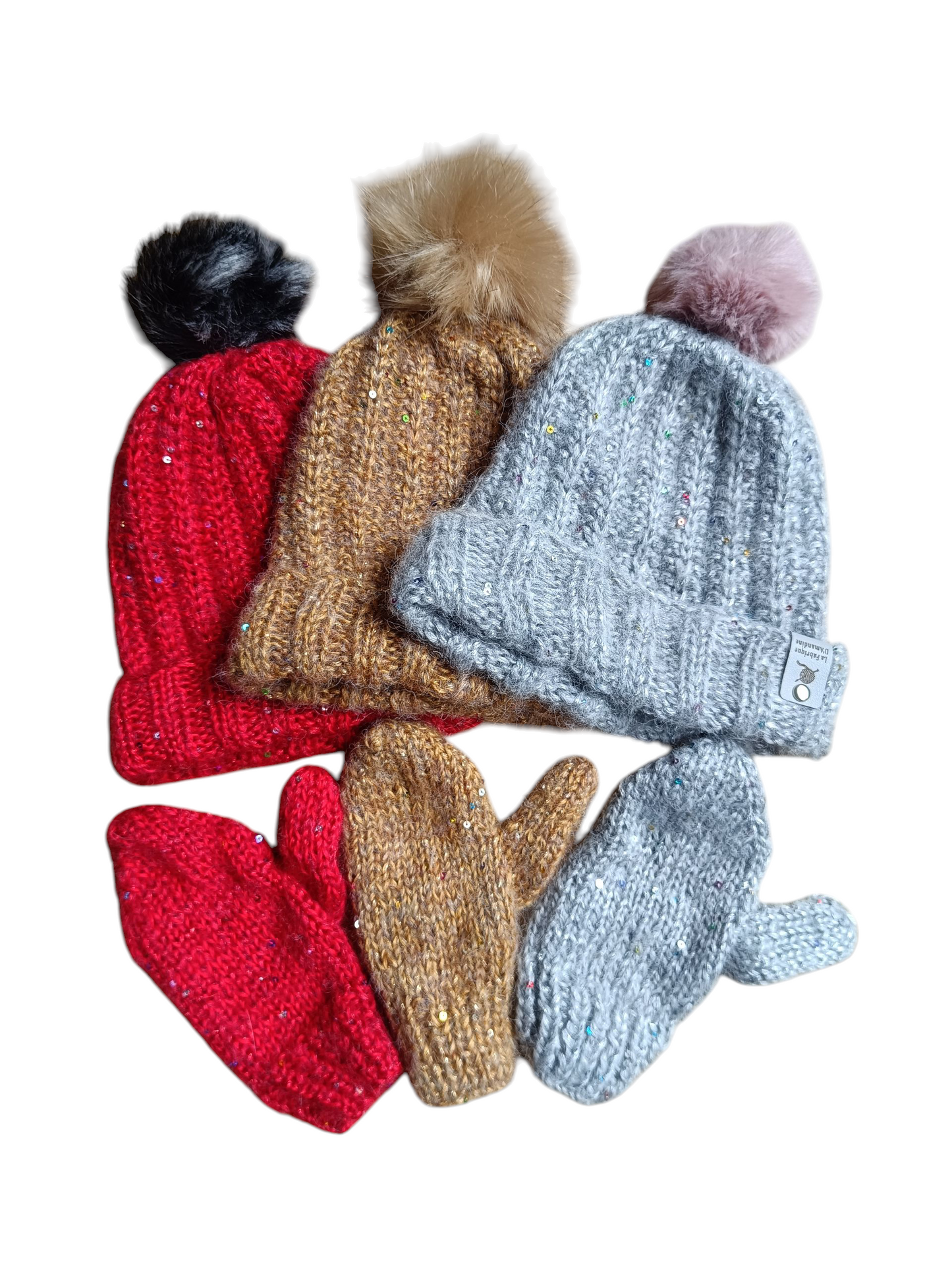 Ensemble moufles et bonnet fille
