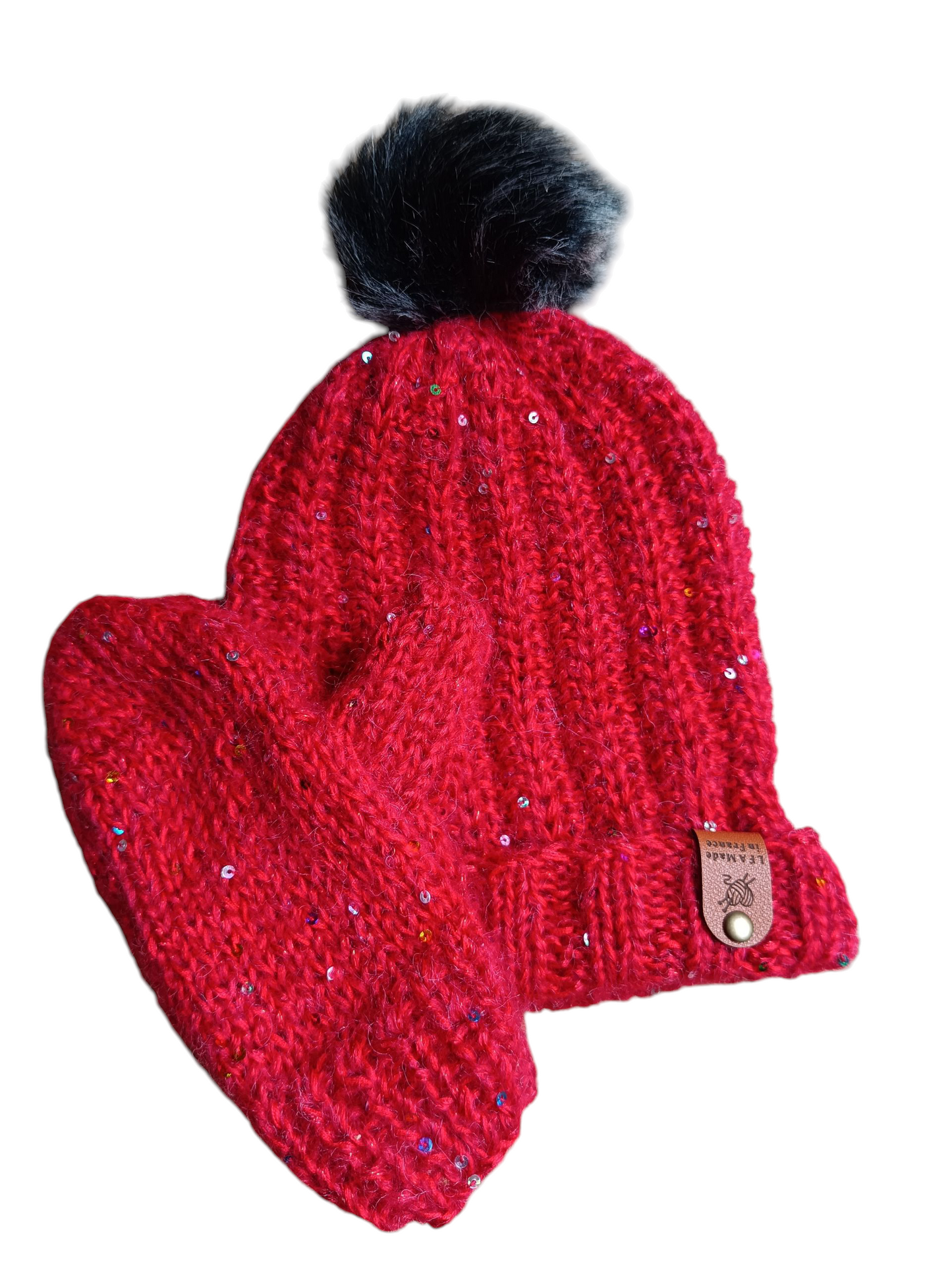 Ensemble moufles et bonnet fille