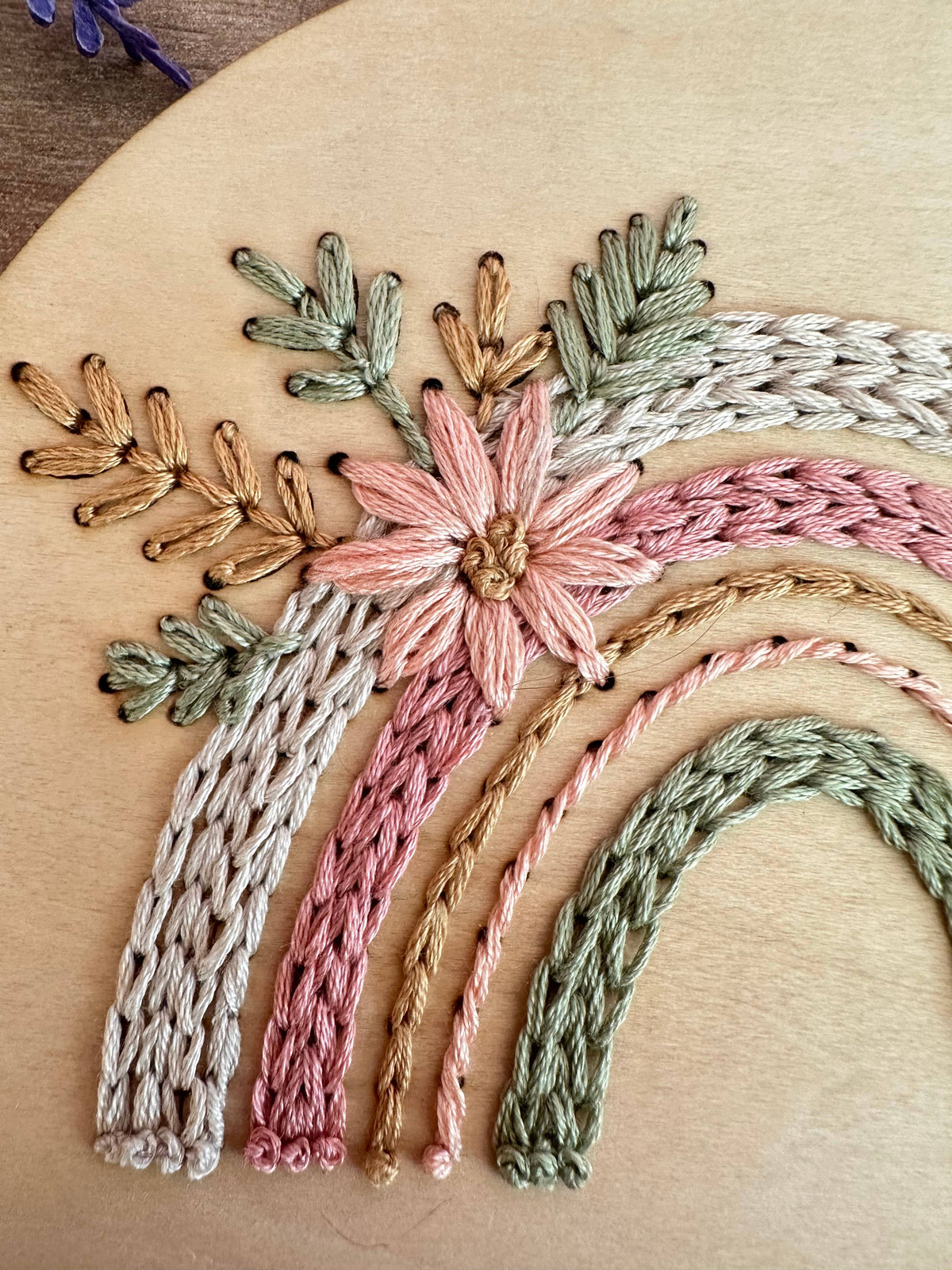 Broderie sur bois – Arc floral | Base seule ou kit complet