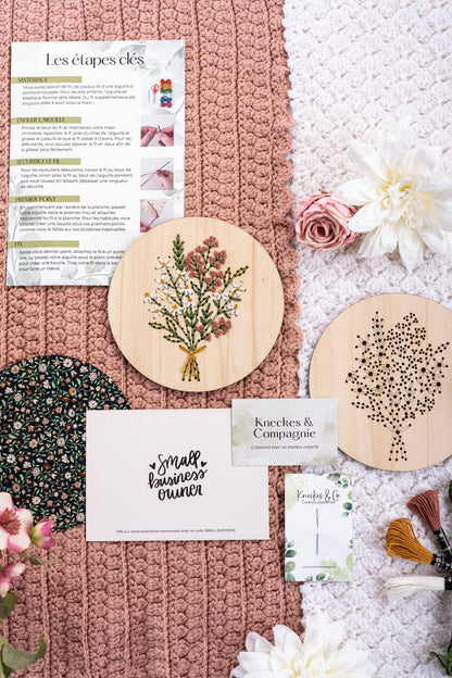 Broderie sur bois – Bouquet 1 | Base seule ou kit complet