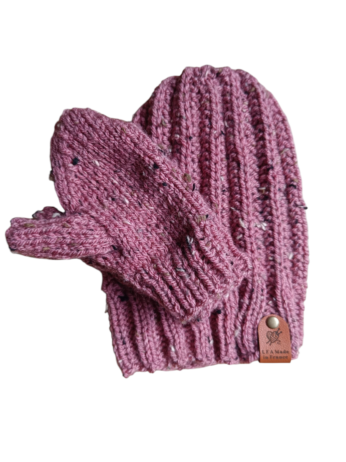 Ensemble moufles et bonnet mixte