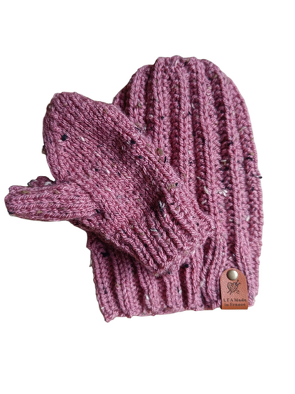 Ensemble moufles et bonnet mixte