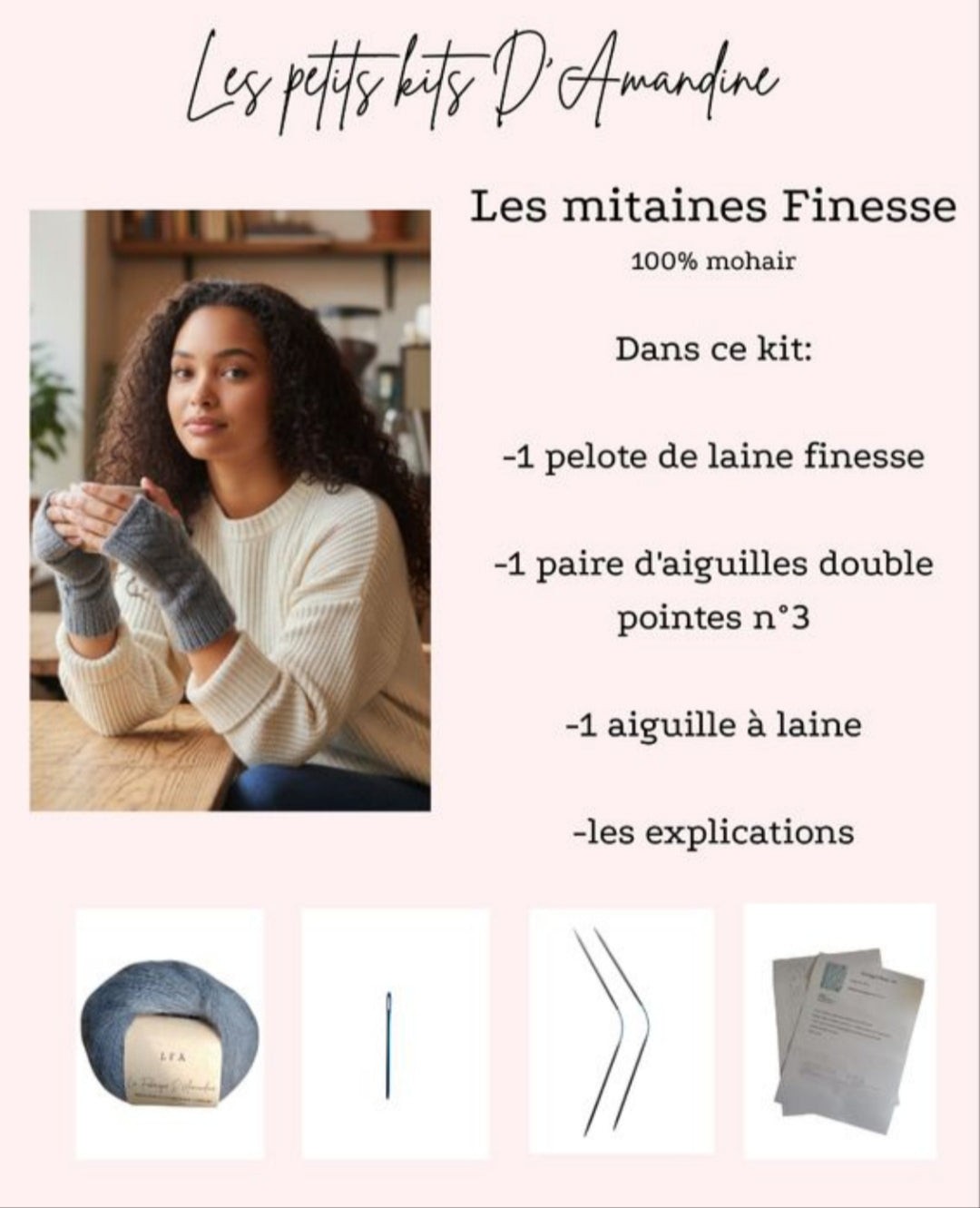 Kit à tricoter mitaines Finesse