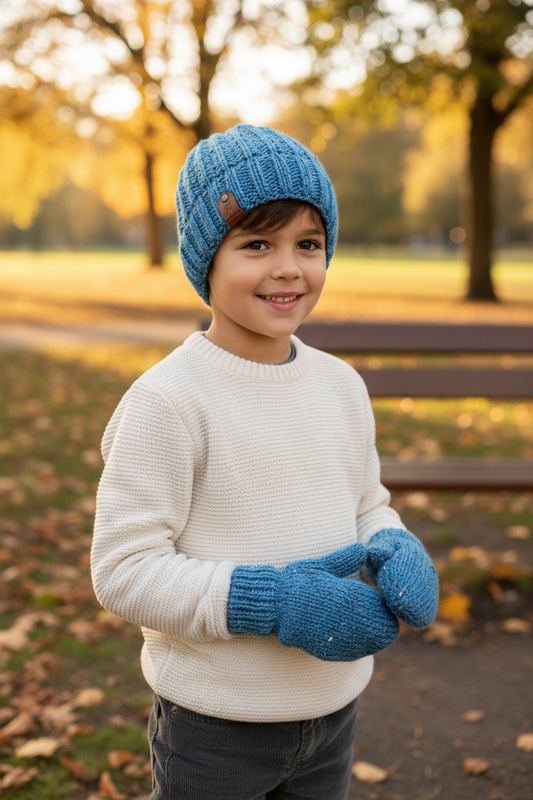 Ensemble moufles et bonnet mixte