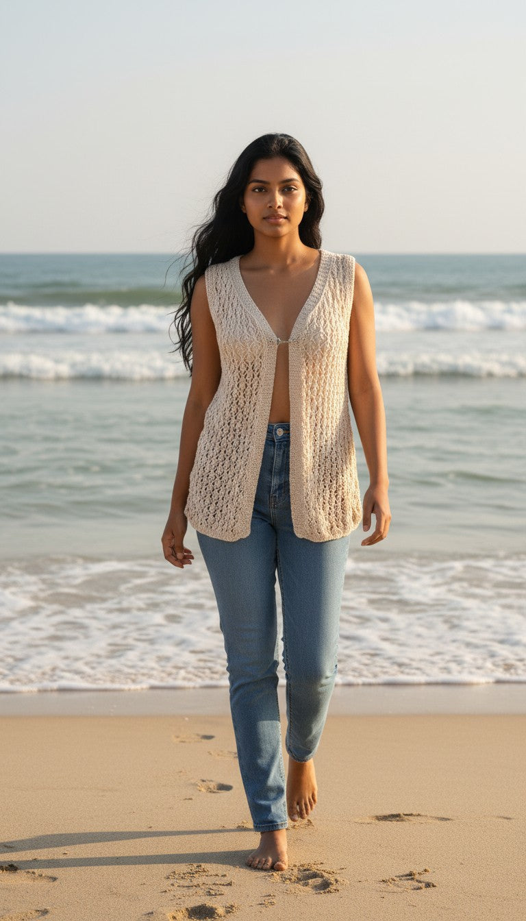 Gilet ajouré silk bambou