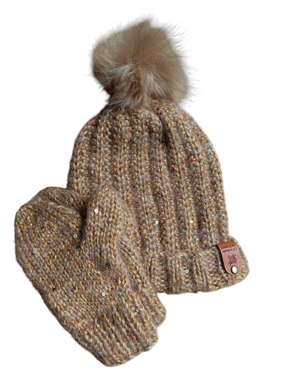 Ensemble moufles et bonnet fille