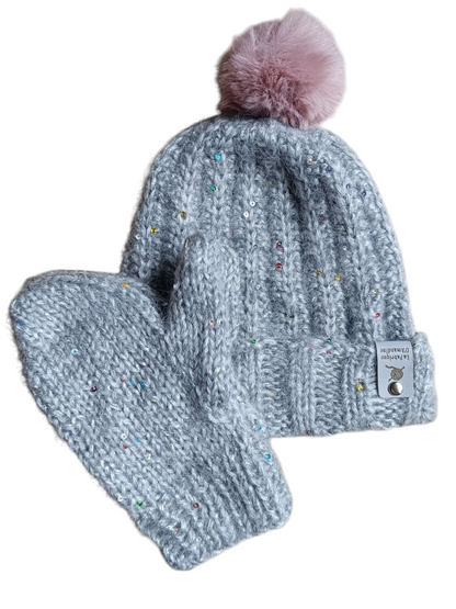 Ensemble moufles et bonnet fille