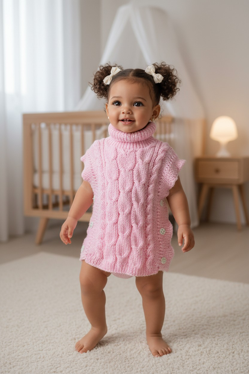 Ensemble pull poncho et bonnet lapin