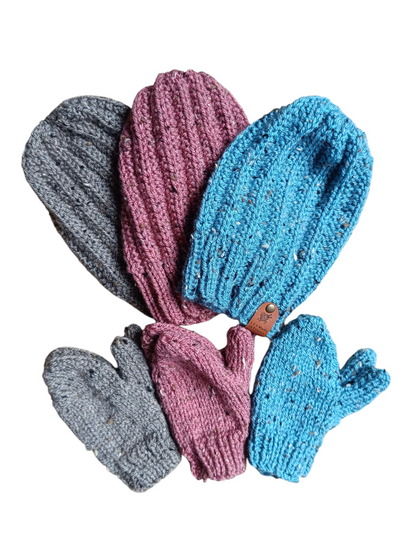 Ensemble moufles et bonnet mixte